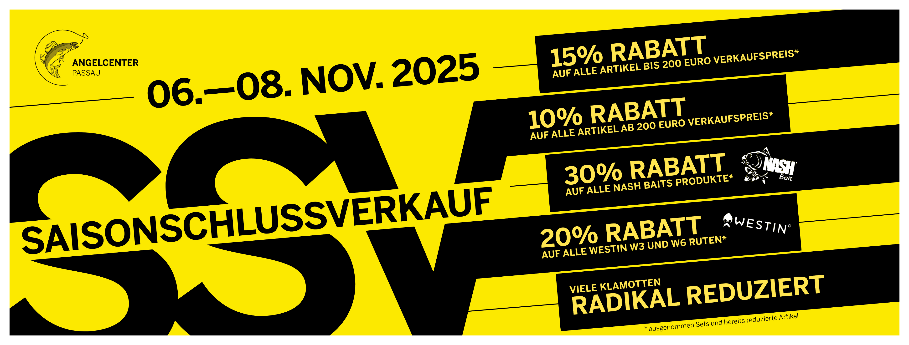 Saisonschlussverkauf im Angelcenter Passau vom 6. bis 8. November 2025.