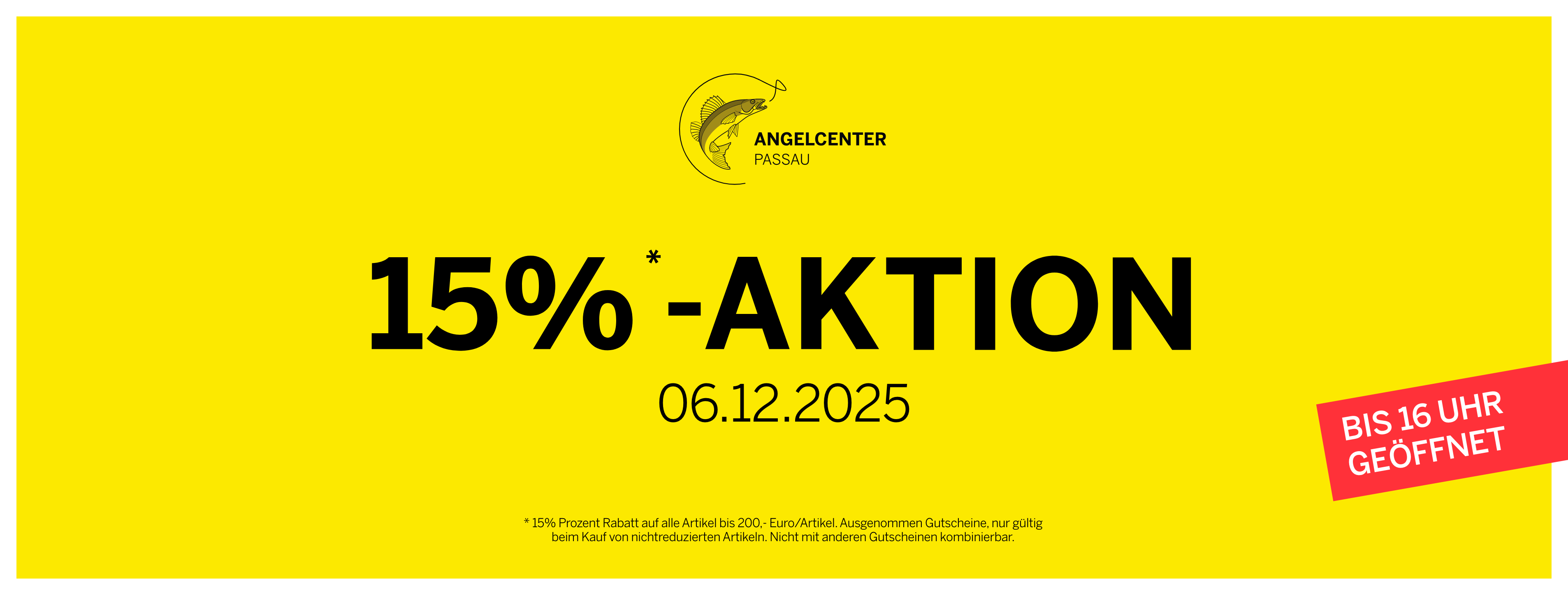 15%-Aktion im Angelcenter Passau am 6. Dezember 2025.